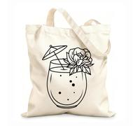 AILOONG Flat Tape Handle Tote Bag cold cocktails with ice in different glasses from nightclub or beach bar hand drawn doodle 12 oz thick fabric Replaces school bag 35x40cm Large