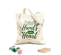 AILOONG Flat Tape Handle Tote Bag cold hands warm heart hand drawn lettering with winter quotes winter designs 340g/m² thick fabric Replaces school bag