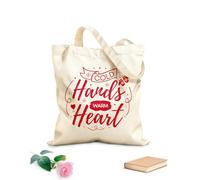 AILOONG Flat Tape Handle Tote Bag cold hands warm heart hand drawn lettering with winter quotes winter designs 340g/m² thick fabric Replaces school bag