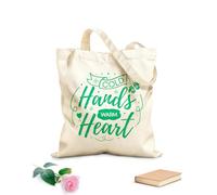 AILOONG Flat Tape Handle Tote Bag cold hands warm heart hand drawn lettering with winter quotes winter designs 340g/m² thick fabric Replaces school bag