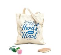 AILOONG Flat Tape Handle Tote Bag cold hands warm heart hand drawn lettering with winter quotes winter designs 340g/m² thick fabric Replaces school bag