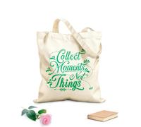 AILOONG Flat Tape Handle Tote Bag collect moments not things typography and design 340g/m² thick fabric Replaces school bag