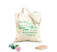 AILOONG Flat Tape Handle Tote Bag Inspirational Quotes Believe in Yourself Anything Is Possible P.S. You Got This I Can & I Will 340g/m² thick fabric Replaces school bag