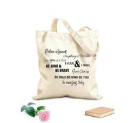 AILOONG Flat Tape Handle Tote Bag Inspirational Quotes Believe in Yourself Anything Is Possible P.S. You Got This I Can & I Will 340g/m² thick fabric Replaces school bag