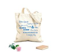 AILOONG Flat Tape Handle Tote Bag Inspirational Quotes Believe in Yourself Anything Is Possible P.S. You Got This I Can & I Will 340g/m² thick fabric Replaces school bag