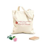 AILOONG Flat Tape Handle Tote Bag Learn from Yesterday, Live for Today, Hope for Tomorrow 340g/m² thick fabric Replaces school bag
