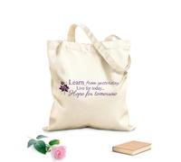 AILOONG Flat Tape Handle Tote Bag Learn from Yesterday, Live for Today, Hope for Tomorrow 340g/m² thick fabric Replaces school bag
