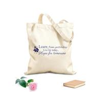 AILOONG Flat Tape Handle Tote Bag Learn from Yesterday, Live for Today, Hope for Tomorrow 340g/m² thick fabric Replaces school bag