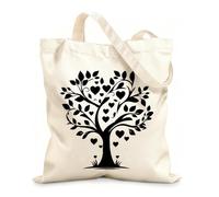 AILOONG Flat Tape Handle Tote Bag love tree with heart leaves hand draw valentine tree silhouette clip art 12 oz thick fabric Replaces school bag 31x36cm Medium