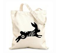 AILOONG Flat Tape Handle Tote Bag rabbit's with floral motifs easter bunny rabbit silhouette 12 oz thick fabric Replaces school bag 25x30cm Small