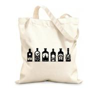 AILOONG Flat Tape Handle Tote Bag shadowed bottle forms 12 oz thick fabric Replaces school bag 35x40cm Large