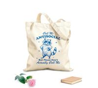 AILOONG Flat Tape Handle Tote Bag You can call me a sociopath but please don't call me a raccoon. 340g/m² thick fabric Replaces school bag