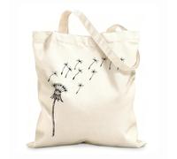 AILOONG flying dandelion seeds dandelion blowing silhouette flying blow dandelion Reinforced Bottom Canvas Bag 12 oz thick fabric Uses as a gift bag 31x36cm Medium