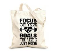 AILOONG focus on your goals the rest is just noise Reinforced Bottom Canvas Bag 12 oz thick fabric Uses as a gift bag 31x36cm Medium