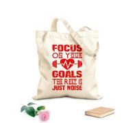 AILOONG focus on your goals the rest is just noise Reinforced Bottom Canvas Bag 340g/m² thick fabric Uses as a gift bag