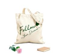 AILOONG Follow your dreams motivational quote poster Reinforced Bottom Canvas Bag 340g/m² thick fabric Uses as a gift bag