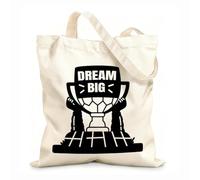 AILOONG football trophy with dream big typography flat Reinforced Bottom Canvas Bag 12 oz thick fabric Uses as a gift bag 35x40cm Large