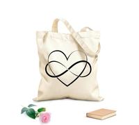 AILOONG Forever Heart Infinity Symbol Love Romance Unbleached Canvas Tote Bag 12 oz thick fabric Uses as a tool bag 35x40cm Large