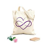 AILOONG Forever Heart Infinity Symbol Love Romance Unbleached Canvas Tote Bag 340g/m² thick fabric Uses as a tool bag