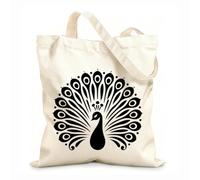 AILOONG four peacock silhouettes editable design Reinforced Bottom Canvas Bag 12 oz thick fabric Uses as a gift bag 25x30cm Small
