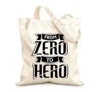 AILOONG from zero to hero quotes Reinforced Bottom Canvas Bag 12 oz thick fabric Uses as a gift bag 35x40cm Large