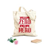 AILOONG from zero to hero quotes Reinforced Bottom Canvas Bag 340g/m² thick fabric Uses as a gift bag