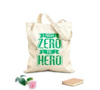 AILOONG from zero to hero quotes Reinforced Bottom Canvas Bag 340g/m² thick fabric Uses as a gift bag