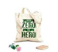 AILOONG from zero to hero quotes Reinforced Bottom Canvas Bag 340g/m² thick fabric Uses as a gift bag