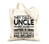 AILOONG funny uncle they call me uncle like a bad influence Reinforced Bottom Canvas Bag 12 oz thick fabric Uses as a gift bag 35x40cm Large