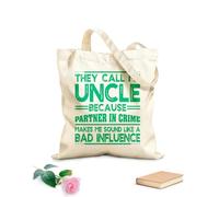 AILOONG funny uncle they call me uncle like a bad influence Reinforced Bottom Canvas Bag 340g/m² thick fabric Uses as a gift bag
