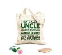 AILOONG funny uncle they call me uncle like a bad influence Reinforced Bottom Canvas Bag 340g/m² thick fabric Uses as a gift bag