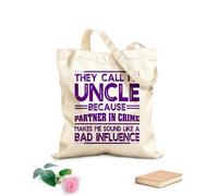 AILOONG funny uncle they call me uncle like a bad influence Reinforced Bottom Canvas Bag 340g/m² thick fabric Uses as a gift bag