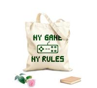 AILOONG game Quote Joystick My Game My Rules Unbleached Canvas Tote Bag 340g/m² thick fabric Uses as a tool bag