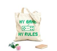 AILOONG game Quote Joystick My Game My Rules Unbleached Canvas Tote Bag 340g/m² thick fabric Uses as a tool bag