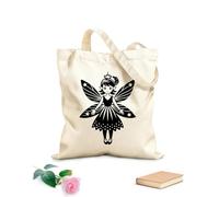 AILOONG glittering holiday fairy joy Reinforced Bottom Canvas Bag 12 oz thick fabric Uses as a gift bag 31x36cm Medium