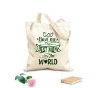AILOONG god gave me the best mom in the world design Reinforced Bottom Canvas Bag 340g/m² thick fabric Uses as a gift bag