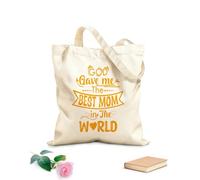 AILOONG god gave me the best mom in the world design Reinforced Bottom Canvas Bag 340g/m² thick fabric Uses as a gift bag