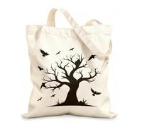 AILOONG Halloween Scary Tree Elements Cotton Canvas Shoulder Bags 12 oz thick fabric Uses as a tool bag 25x30cm Small