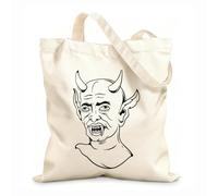AILOONG Hand Drawn Of Devil Head Outline Cotton Canvas Shoulder Bags 12 oz thick fabric Uses as a tool bag 25x30cm Small
