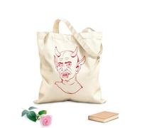 AILOONG Hand Drawn Of Devil Head Outline Cotton Canvas Shoulder Bags 340g/m² thick fabric Uses as a tool bag