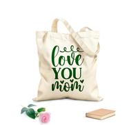 AILOONG happy first mothers day with stroller hand calligrahy lettering texture script Reinforced Bottom Canvas Bag 340g/m² thick fabric Uses as a gift bag