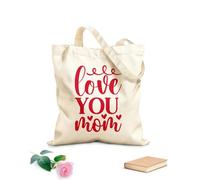 AILOONG happy first mothers day with stroller hand calligrahy lettering texture script Reinforced Bottom Canvas Bag 340g/m² thick fabric Uses as a gift bag