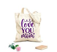 AILOONG happy first mothers day with stroller hand calligrahy lettering texture script Reinforced Bottom Canvas Bag 340g/m² thick fabric Uses as a gift bag