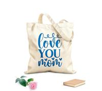 AILOONG happy first mothers day with stroller hand calligrahy lettering texture script Reinforced Bottom Canvas Bag 340g/m² thick fabric Uses as a gift bag