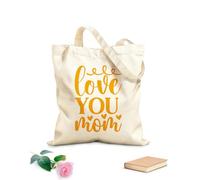 AILOONG happy first mothers day with stroller hand calligrahy lettering texture script Reinforced Bottom Canvas Bag 340g/m² thick fabric Uses as a gift bag