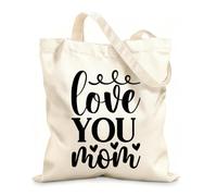 AILOONG happy first mothers day with stroller hand calligrahy lettering texture script Reinforced Bottom Canvas Bag 12 oz thick fabric Uses as a gift bag 25x30cm Small
