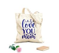 AILOONG happy first mothers day with stroller hand calligrahy lettering texture script Reinforced Bottom Canvas Bag 340g/m² thick fabric Uses as a gift bag