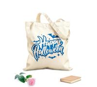 AILOONG Happy Halloween Calligraphy Sty Cotton Canvas Shoulder Bags 340g/m² thick fabric Uses as a tool bag