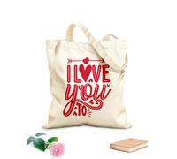 AILOONG Happy Valentine's Day beautiful vintage romantic I love you Reinforced Bottom Canvas Bag 340g/m² thick fabric Uses as a gift bag