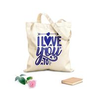 AILOONG Happy Valentine's Day beautiful vintage romantic I love you Reinforced Bottom Canvas Bag 340g/m² thick fabric Uses as a gift bag